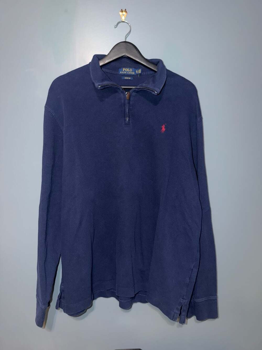 Polo Ralph Lauren Estate Rib Quarter-Zip Pullover Sweater Navy Blue XL